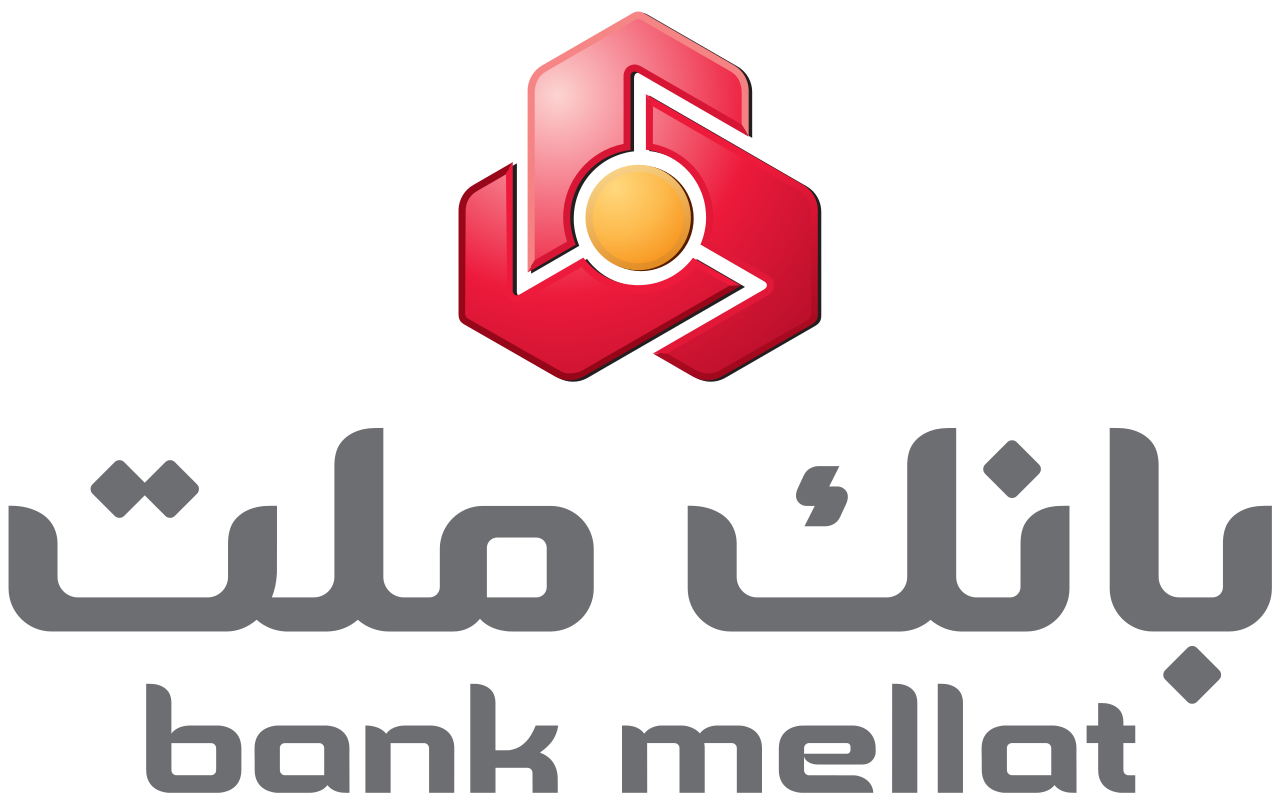 Bank Mellat'ın kırmızı ve gri renkli kurumsal logosu
