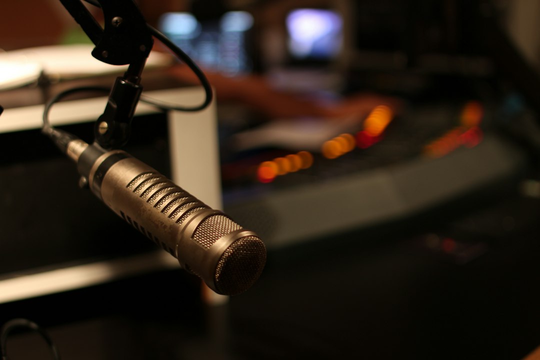 Broadcast microphone on a stand