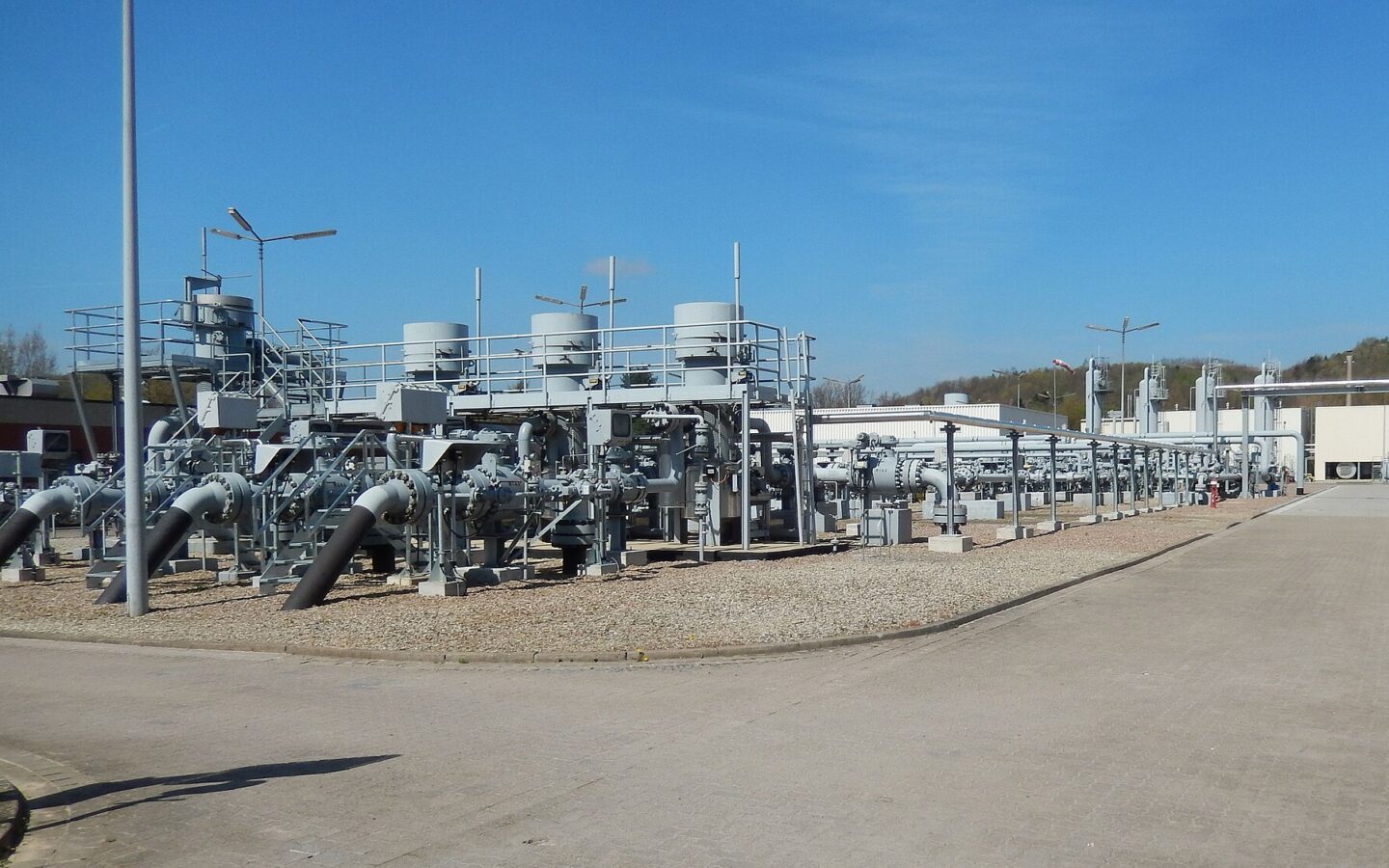 Above-ground equipment at the Empelde underground natural gas storage facility in Germany