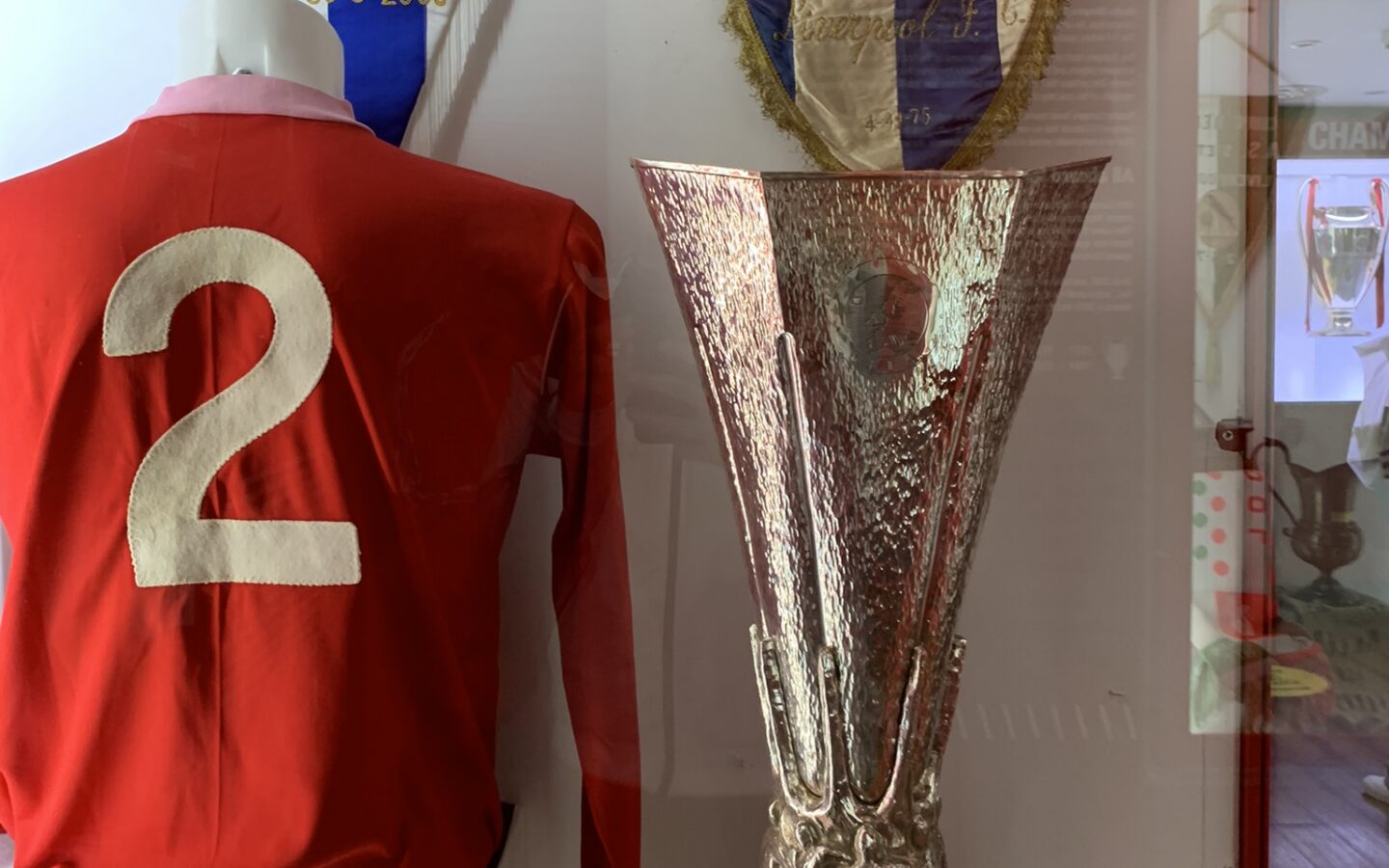 UEFA Europa League trophy displayed inside a stadium setting