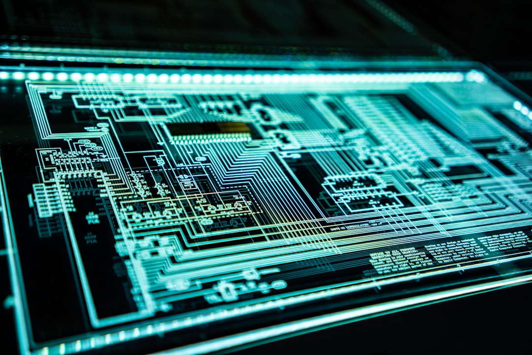 Illustrative electronic circuitry representing AI semiconductor technology
