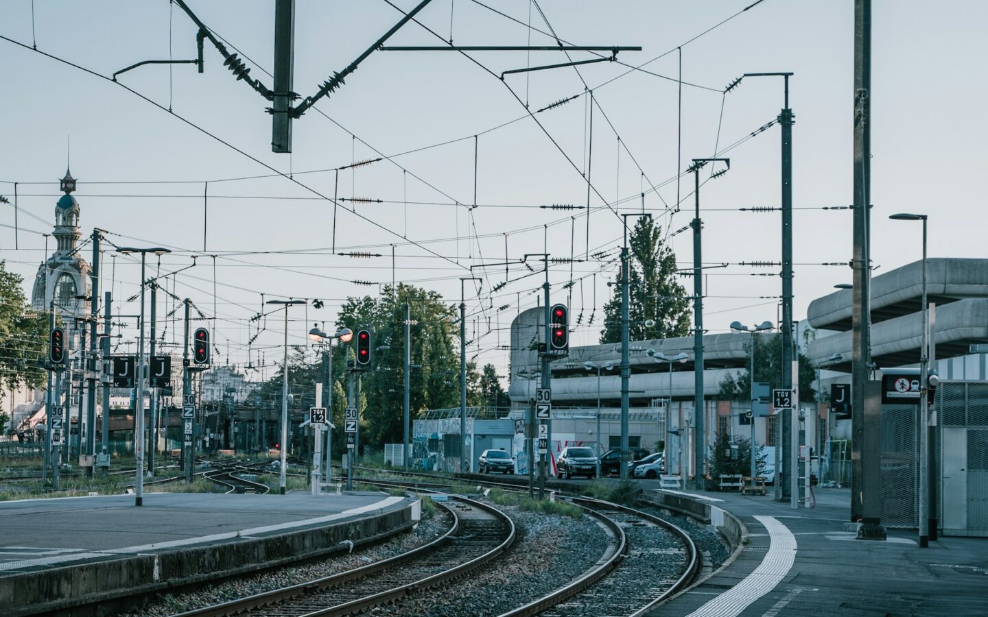 Illustrative railway tracks and station infrastructure