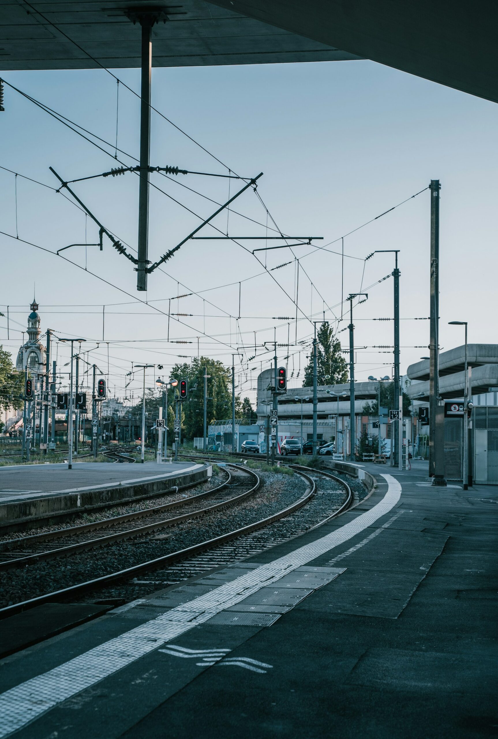 Illustrative railway tracks and station infrastructure