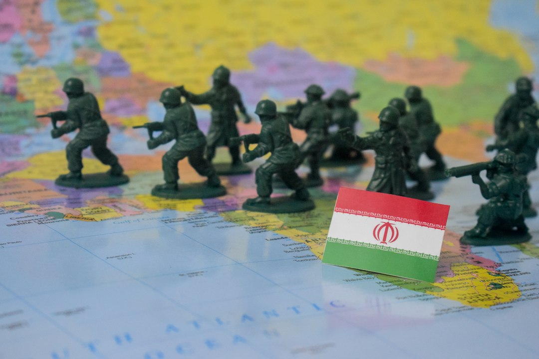 Illustrative military scene on a map of the Middle East