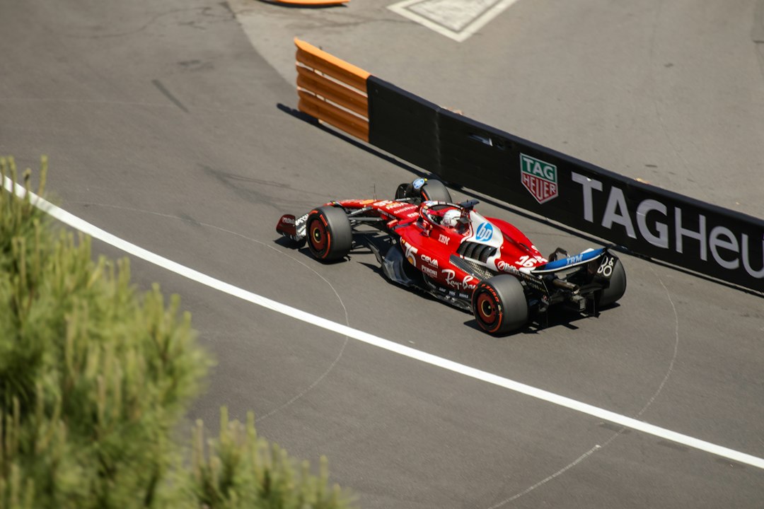 Formula racing car on Monaco street circuit