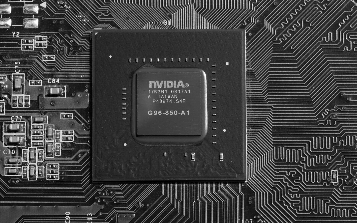 An NVIDIA graphics processing unit used for high-performance computing