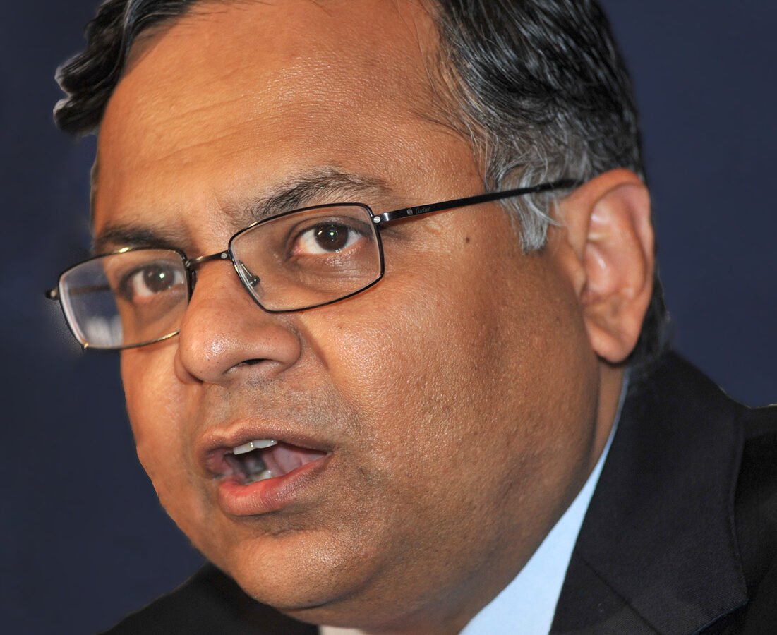 Natarajan Chandrasekaran speaking at a World Economic Forum event