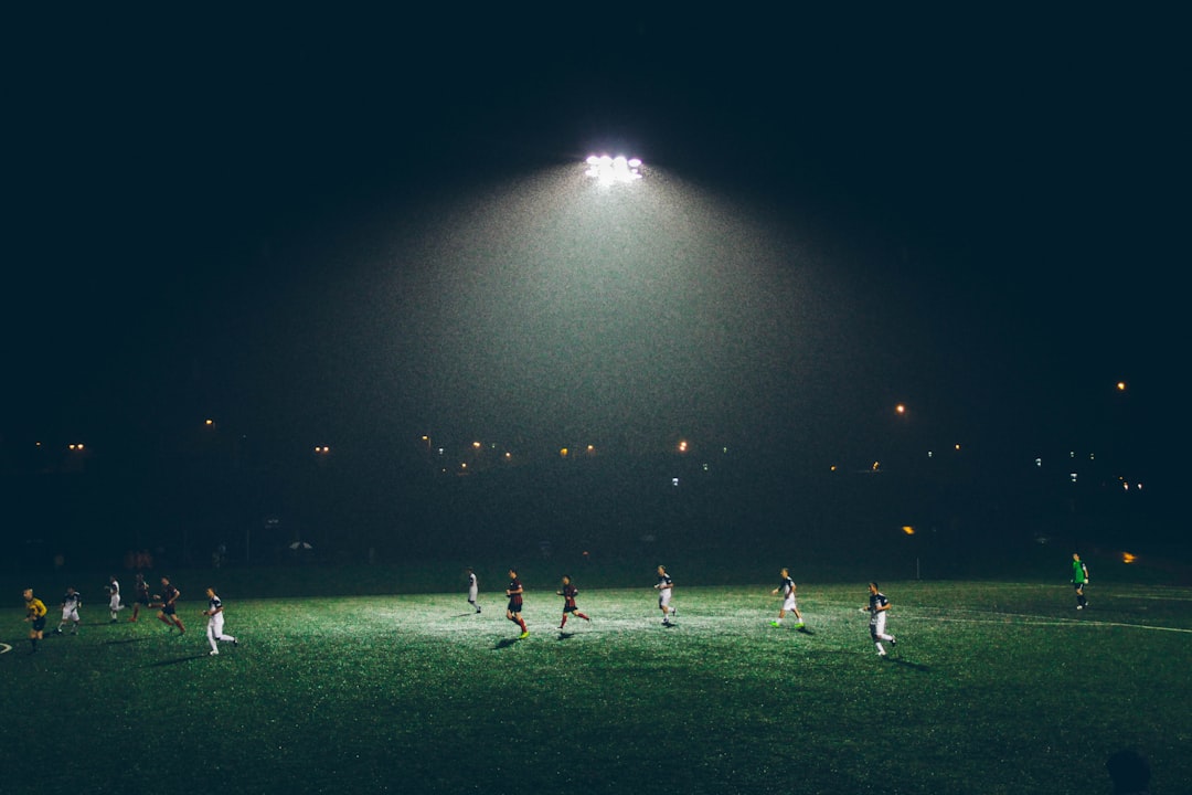 Night sports stadium under lights