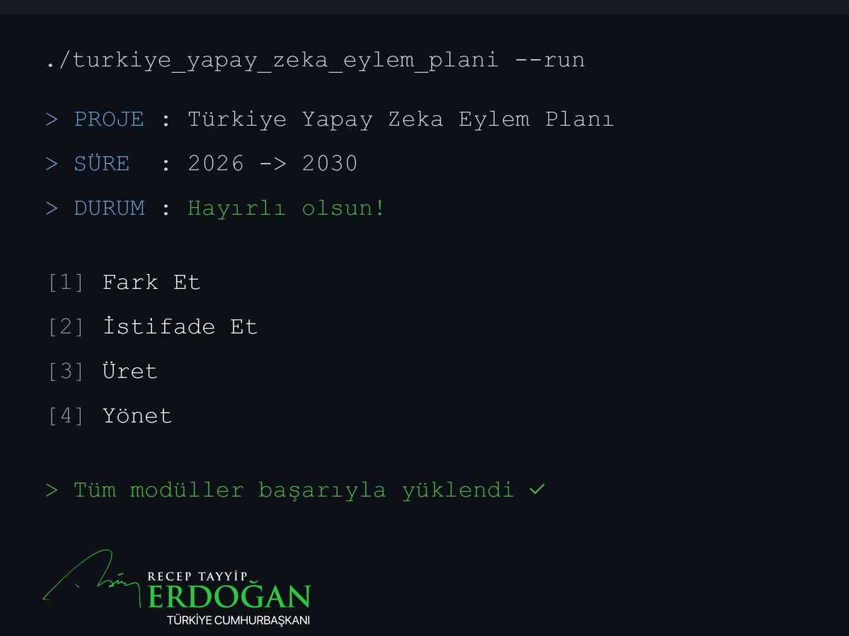 Türkiye Yapay Zekâ Eylem Planı 2026-2030 başlığını taşıyan resmi tanıtım görseli