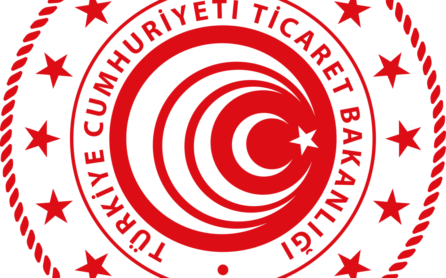 Türkiye Cumhuriyeti Ticaret Bakanlığının kırmızı resmi logosu