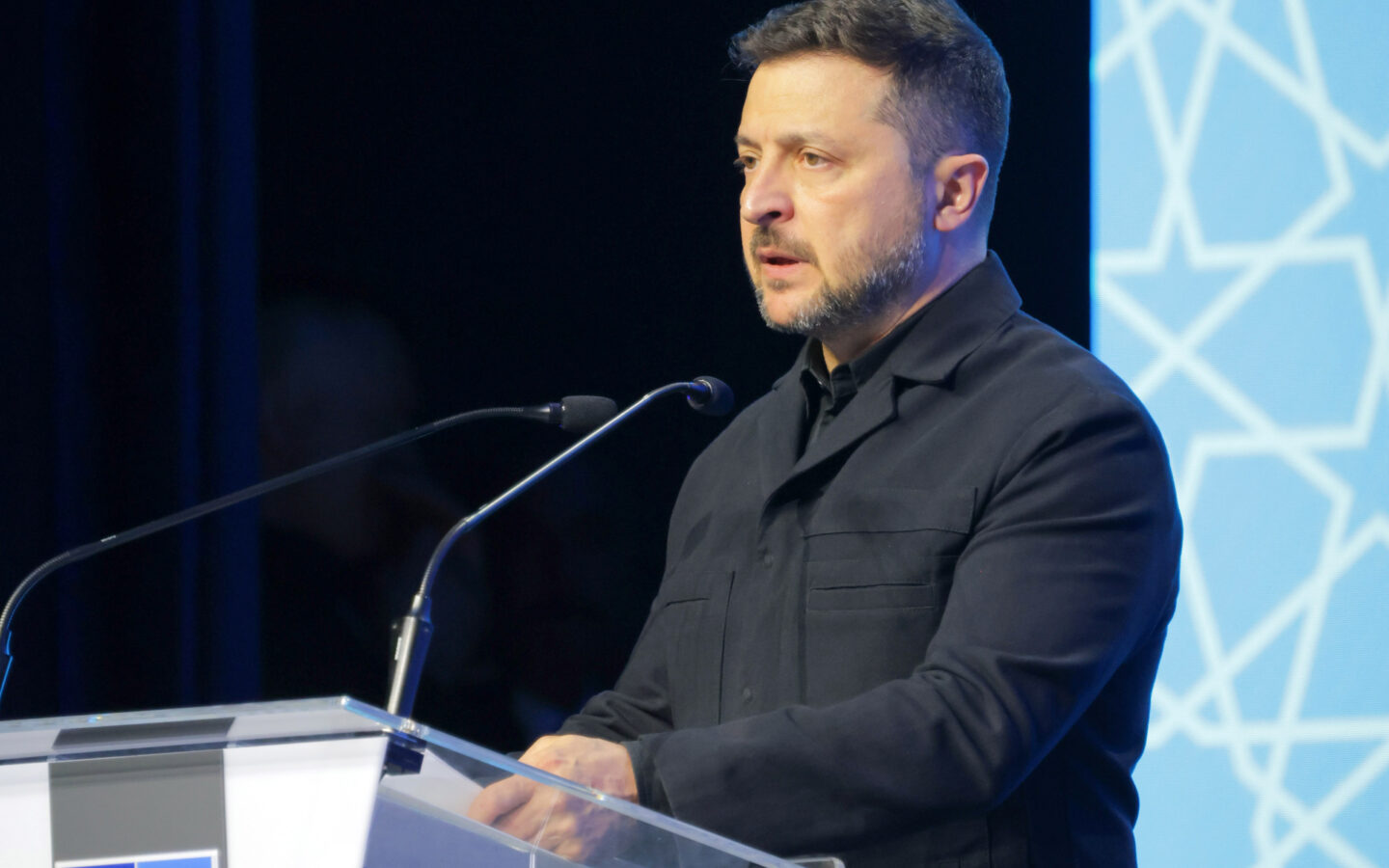 Ukrainian President Volodymyr Zelenskyy speaking at the 2026 NATO Summit