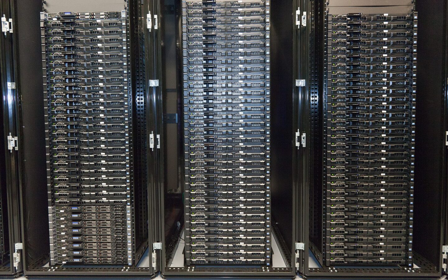 Rows of servers installed in data-center racks