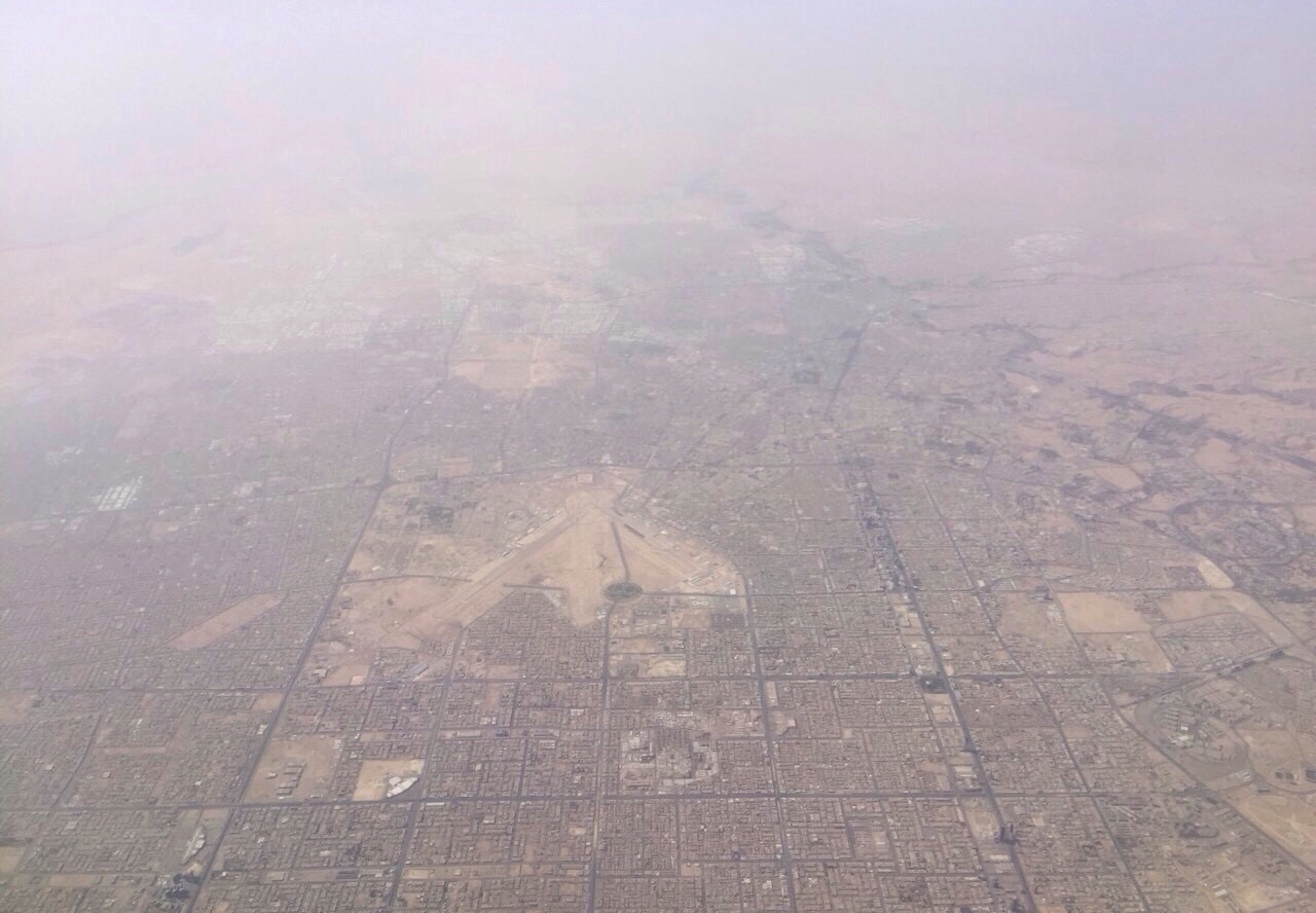 Aerial view of King Khalid International Airport in Riyadh, Saudi Arabia