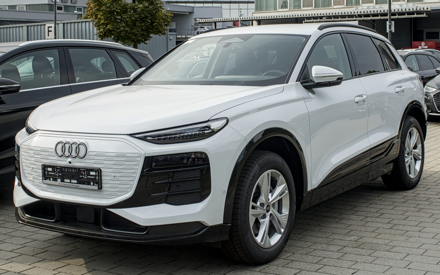 Audi Q6 e-tron photographed in Stuttgart in 2026